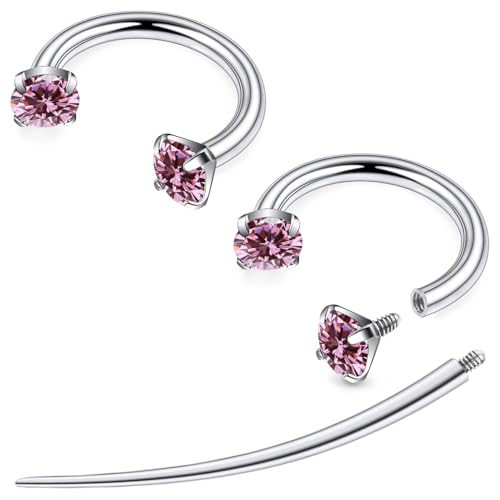 F136 Titanium 20/18/16/14g Horseshoe Nose Septum Lip Ear Rings Piercings 8/10/12mm Cartilage Helix Daith Earrings Jewelry for Women Men - color: Pink, size: 14g*5/16in(8mm)