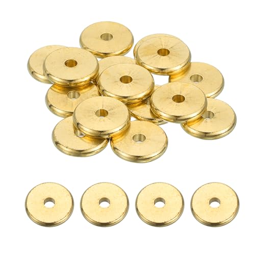 MECCANIXITY 40Pcs Rondelle Spacer Beads 14mm Diameter 3mm Hole Size 2.5mm Thick Metal Flat Disc Charm Circle for Bracelet Earring Necklace Jewelry Making, Gold - color: Gold, size: 14mm Dia x 3mm Hole Sizex 2.5mm Thick