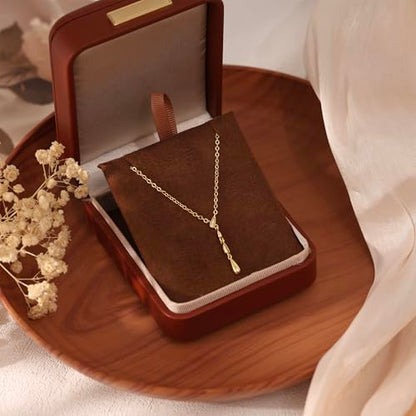 Long Necklaces for Women, Dainty Gold Drop Necklace 14k Gold Plated Y Shaped Lariat Necklace Simple Gold Necklaces for Women Trendy Chunky Long Necklace Formal Wedding Prom Necklace Jewelry - color: necklace-5-Gold