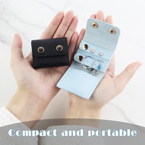 Mini Travel Jewelry Roll Bag with Buckle, Foldable Multifunctional Mini Travel Jewelry Case, Jewelry Roll Storing Rings, Necklaces, Earrings (Blue-b) - color: Blue-b