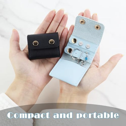 Mini Travel Jewelry Roll Bag with Buckle, Foldable Multifunctional Mini Travel Jewelry Case, Jewelry Roll Storing Rings, Necklaces, Earrings (Blue-b) - color: Blue-b