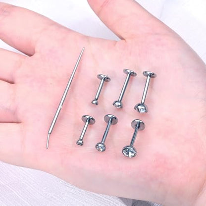 Zolure 18G/20G Flat Back Earrings Stud Threadless Nose Studs Surgical Steel Push in Earrings Tragus Cartilage Labret Helix Lip Conch Medusa Piercing Jewelry - color: 20G Silver #1