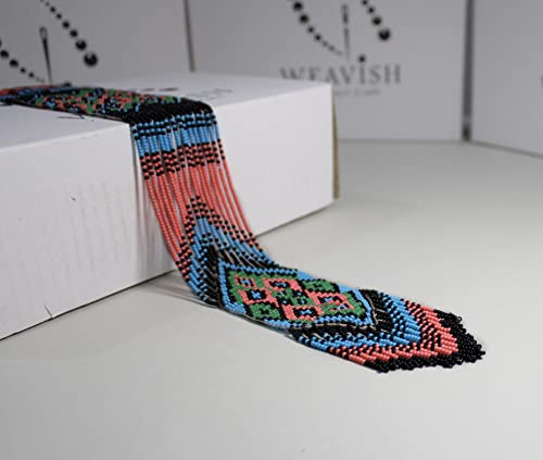 Long Beaded Necklace – Boho Native Handmade Seed Bead Tassel Necklace, Bohemian Large Statement Beaded Necklace for Women and s - color: PATTERN 16