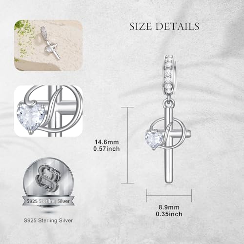 PROESS Initial Cross Charm 925 Sterling Silver Letter A B C Pendant Dangle Charm Beads for Bracelet Initial Cross Jewelry Gifts for Women - style: 4-D