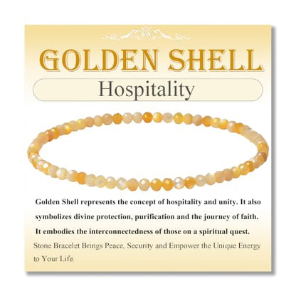 MASSIVE BEADS Natural Genuine Gemstone Beads Healing Crystal Chakra Reiki Jewelry Faceted Round Beads Bracelets 3mm - color: Golden Shell