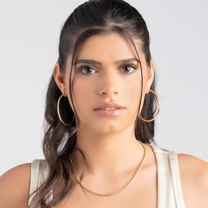Barzel 18K Gold Plated Endless Hoop Earrings, 3mm Thick, High Polish Finish, Tarnish Free - size: 50 millimeters