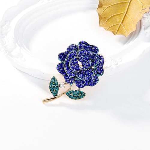 Rhinestone Flower Pin Camellia Drop Oil Brooch Big Large Rose Bouquet Brooch Pin Pearl Daisy Peony Brooch Lapel Pins Elegant Clothing Hat Bag Skirt Accessories for Women - color: Blue1