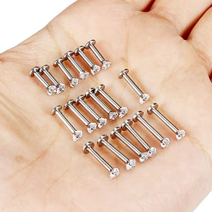 14G Lip Rings Stainless Steel Tragus Helix Conch Piercing Jewelry Snake Bite Piercing Monroe Lip Rings Labret Medusa Cartilage Lobe Earrings Studs Piercing Jewelry 6MM 8MM 10MM Silver 18PCS - color: 14G-3MM