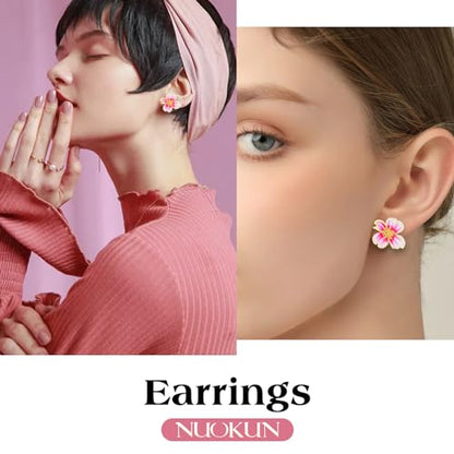 Clip on Earrings Women, 14K Gold Plated Earrings for Sensitive Ears, Fashion Women's Earrings Jewelry Birthday Gift for Wife Grandma Daughter Girls on Christmas Thanksgiving - color: Gold Pink Earrings