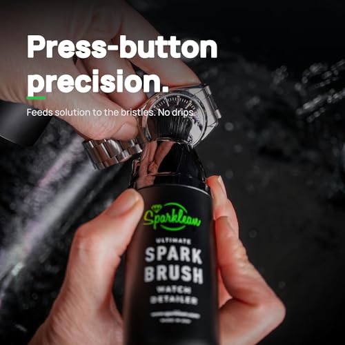 Sparklean SparkBrush Watch Cleaner - Pre-Filled Brush Kit, 200+ Cleans | Press, brush, rinse - pH-balanced ammonia-free formula safe on steel, gold, ceramic and vintage watches