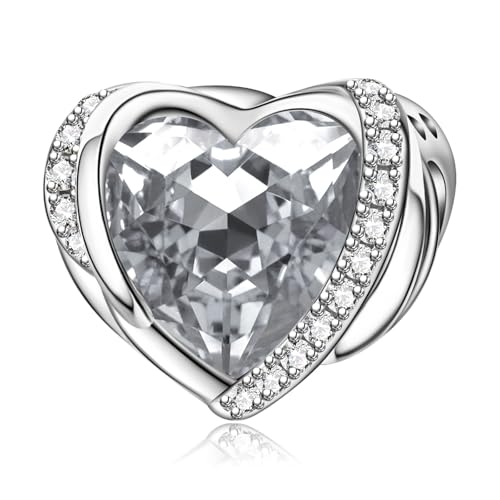 LaMenars 925 Sterling Silver Charms for Pandora Bracelets & Necklaces | Bead Charms Birthday Holiday Jewelry Gifts For Women - color: April Birthstone