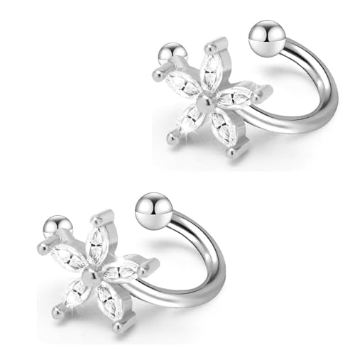 Ear Cuffs Non Piercing for Women Flower Earring Cuff Gold Non Pierced Lightweight Hypoallergenic Cartilage Earrings Dainty Jewelry Gift - color: Sliver+1Pair
