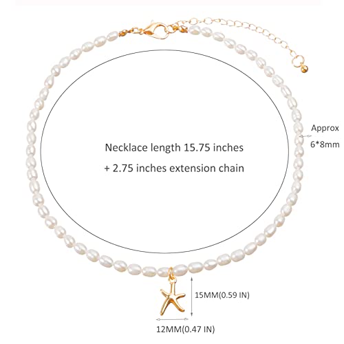 wgoud Natural Freshwater Pearl Choker Necklace for Women, Trendy 14K Gold Plated Pearl Necklaces Handmade Jewelry Gift - color: Necklace E