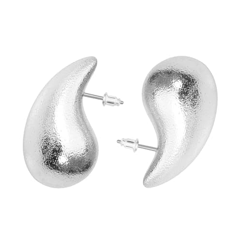 Small Chunky Gold Hoop Earrings For Women, 14k Gold Thick statement huggie hoop earrings Trendy Hoop Earrings Set Hypoallergenic Fashion Earrings - color: Frosted Resin Drop -Silver