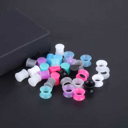 Juway Oveta Ear Gauges for Ear Silicone Ear Plugs Soft Flexible Silicone Gauge Saddle Silicone Ear Plugs and Tunnels 6mm-20mm(16 Pairs) - color: 32PCS(00G)