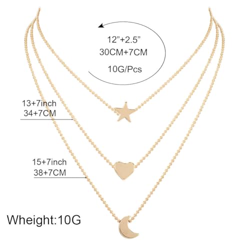 Crescent Moon and Star Pendant Necklace for Women,NecklaceDainty Gold Pendant Necklaces Delicate Minimalist Jewelry Teen Girls Birthday Gifts