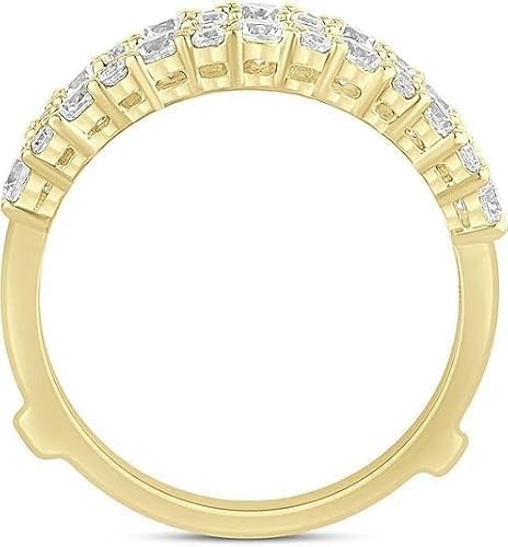 Dream Jewels 3.00Ct Round Cut Lab Created Moissanite Enhancer Guard Wrap wedding Band Ring, 14K Yellow Gold Over 925 Silver Pass Diamond Tester