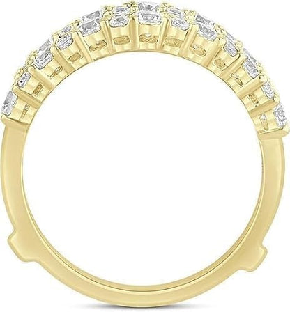 Dream Jewels 3.00Ct Round Cut Lab Created Moissanite Enhancer Guard Wrap wedding Band Ring, 14K Yellow Gold Over 925 Silver Pass Diamond Tester