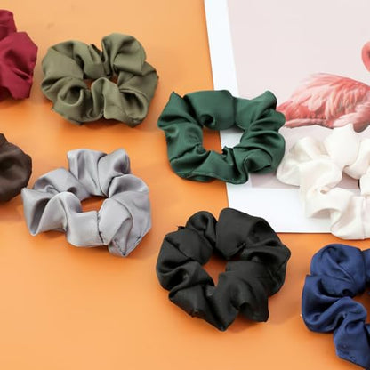 IVARYSS Scrunchies for Hair Sleep, Premium Satin Soft Than Silk for Women Curly Hair, Cute Bands Ties for Girls Thin | Thick Hair Styling, 12 Pack, Black - color: Black Scrunchies