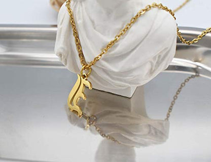 Women's Old English Initial Necklace 18K Gold Plated Stainless Steel Letter Pendant Gift - style: I
