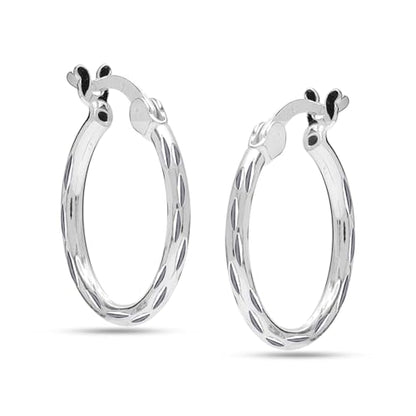 LeCalla 925 Sterling Silver Hoop Earrings for Women | Lightweight Classic Diamond-Cut Textured Hoop Earring | Women's Earring Hoops Size 20/25/30/35/40MM - color: 25MM / Tube-2mm