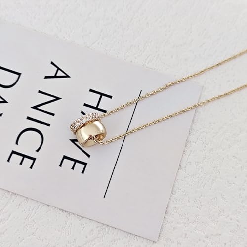 Luxval Diamond Pendant Gold Necklace for Women，Dainty 18k Gold Plated Choker Necklaces Simple Gold Jewelry Gifts for Women - color: Gold-rondelle