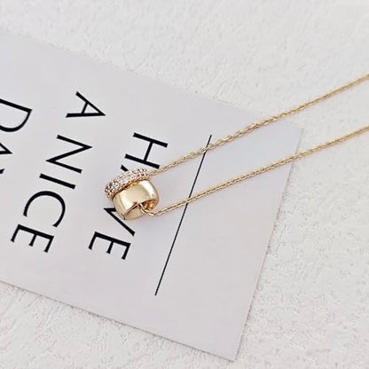 Luxval Diamond Pendant Gold Necklace for Women，Dainty 18k Gold Plated Choker Necklaces Simple Gold Jewelry Gifts for Women - color: Gold-rondelle