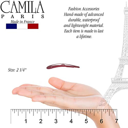 Camila Paris CP1330H French Hair Barrettes Clips, Snap Hair Slides Clic Clac for Women, Styling Girls Side Slide-in Metal Snap Pin Hair Accessories for Women. Strong Hold, No Slip Grip, Made in France - color: 4PK Metal Blue/Red2 2"