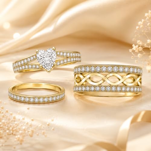 3Piece Moissanite Ring Set for Couples 925 10K 14K 18K Moissanite Wedding Ring - style: Ring 2
