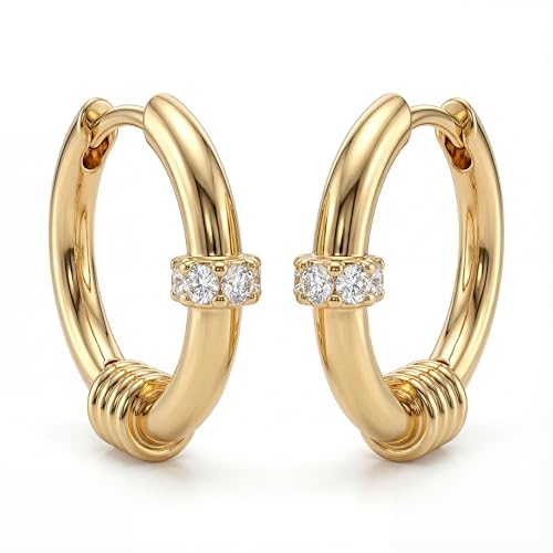 Cubic Zirconia Huggie Earrings 14k Gold Plated Tiny Earrings Small Huggie Hoop Earrings Simple Lightweight Hoops Gift for Women - color: Singlecircle