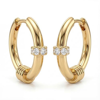 Cubic Zirconia Huggie Earrings 14k Gold Plated Tiny Earrings Small Huggie Hoop Earrings Simple Lightweight Hoops Gift for Women - color: Singlecircle