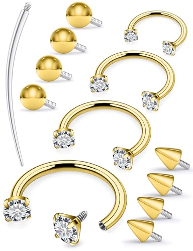 16g Septum Rings Internally Threaded Surgical Steel Septum Jewelry Lip Rings Hoop Labret Jewelry Horseshoe Earrings Daith Piercing Jewelry for Women Men 6mm 8mm 10mm 12mm Silver Gold - color: 16G-Gold tone-Nose septum Earring Lip hoop