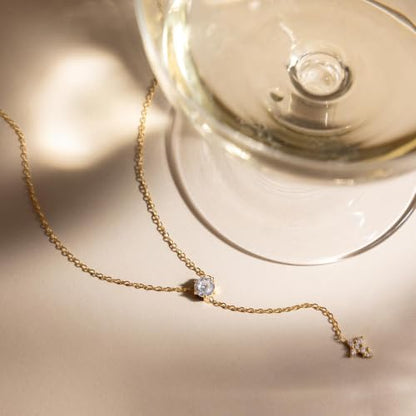 Lariat Necklace for Women CZ Y Shaped Necklaces Summer Birthday Jewelry Gifts - color: Gold Cross Drop