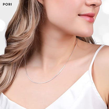 PORI JEWELERS 925 Sterling Silver 1MM Magic 8 Sided Italian Snake Chain - for Women - Made in Italy