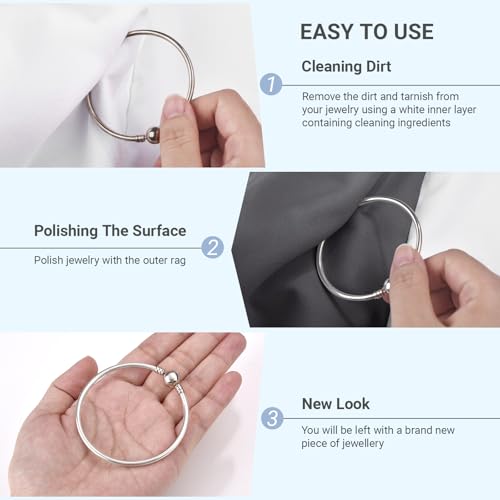 SEVENWELL Silver Polishing Cloth, 2PCS Large Jewelry Cleaning Cloths | Dual-Layer Cleaning, Large 10" × 12", Reusable, Removes Tarnish, Restores Shine, For Sterling Silver, Gold & Platinum - color: Gray