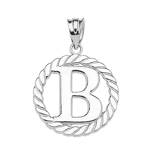Claddagh Gold Fine 925 Sterling Silver Personalized Initial A-Z Roped Circle Charm Pendant - style: B