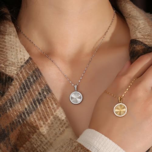 16 Inch Women's Pendant Necklace Chains - 5 Different Pendant Designs, Dainty Adjustable Chains(Gold/Silver) - color: silver2