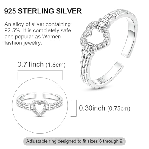 925 Sterling Silver Adjustable Rings for Women 14K Gold Plated Thumb Rings | Stackable Statement Eternity Rings Dainty Starfish Star Moon Heart Lucky Open Ring Trendy Jewelry Birthday Gifts for Ladies - color: Love Twisted Chain Ring