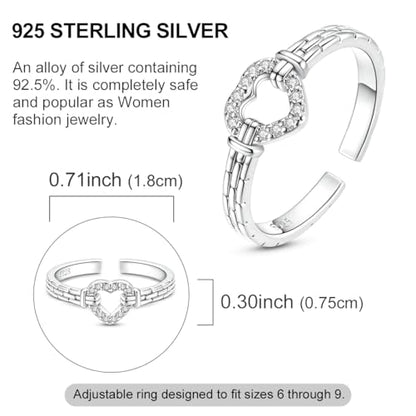 925 Sterling Silver Adjustable Rings for Women 14K Gold Plated Thumb Rings | Stackable Statement Eternity Rings Dainty Starfish Star Moon Heart Lucky Open Ring Trendy Jewelry Birthday Gifts for Ladies - color: Love Twisted Chain Ring