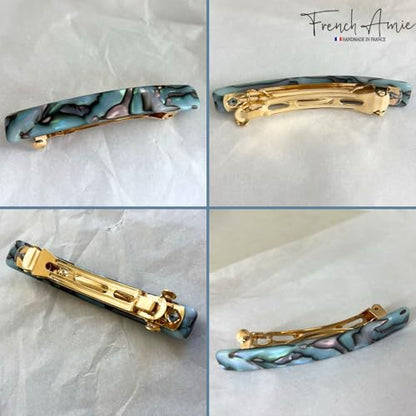 French Amie Bar Gray Magma Small 2 1/4 Inch Hair Clip Barrette | Handmade Cellulose Acetate Automatic Clasp For Women Girls Teens Everyday Style - color: Gray Magma