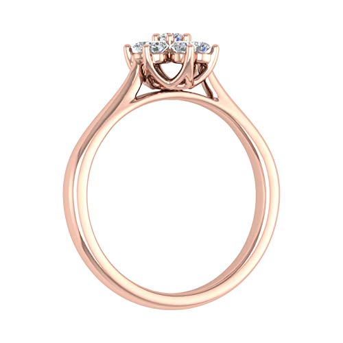 1/4 Carat Flower Shaped Cluster Prong Set Diamond Ring Band 10K Solid Gold - color: Rose Gold
