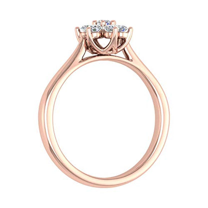 1/4 Carat Flower Shaped Cluster Prong Set Diamond Ring Band 10K Solid Gold - color: Rose Gold