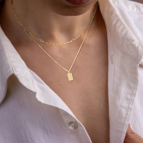 MFRYK Gold/Silver Necklaces Stack For Women,14K Gold/Sterling Silver Plated Simple Layered Choker Necklaces For Women,Stackable Multilayer Pearl Cross Disc Circle Pendant Cuban Herringbone Snake Paperclip Chain Necklaces Set Jewelry Gift for Women - style