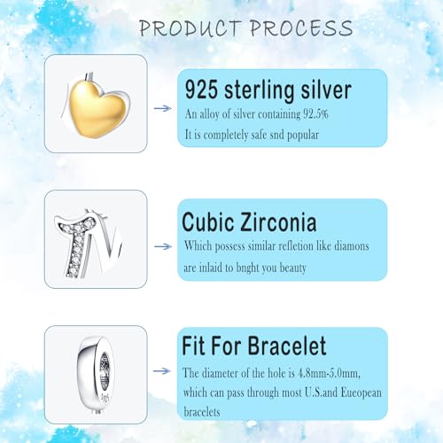 HappyStar Sterling Silver Letter Charms for Bracelets Alphabet Initial Dangle Charms Bead fit Pandora Bracelets Jewelry Gifts for Women - color: Letter charms N