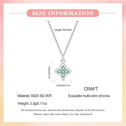 925 Sterling Silver Dainty Necklaces for Women Pendant Jewelry Gift for Her | Hypoallergenic Ocean Animal Love Cherry Blossom Jewelry, Ideal Valentine Birthday Christmas Graduation Gift for Wife Mom - color: Four Leaf Clover