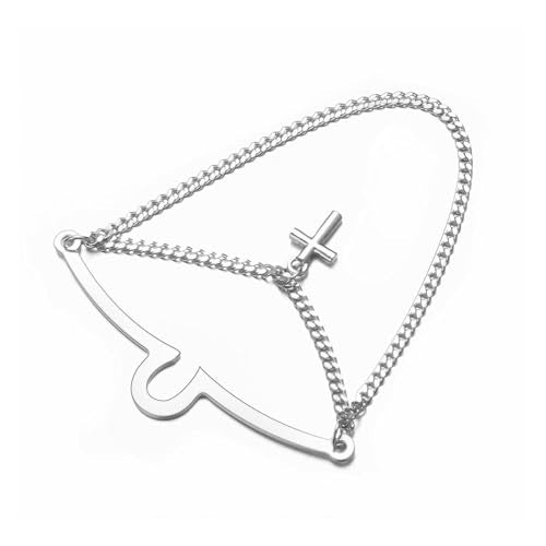 Yoursfs Silver Cross Tie Chain for Men Unique Double Chains Personalized Tie Clips Mens Loop Jewelry For Father Husband Bridegroom