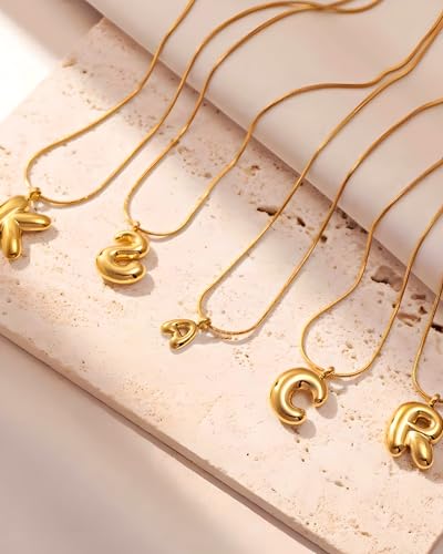 stino No Tarnish Bubble Letter Charms for Jewelry Making | 8K Gold Plated, 26 Pieces A-Z, Alphabet, Initial, Pendants, for Necklace - style: Small