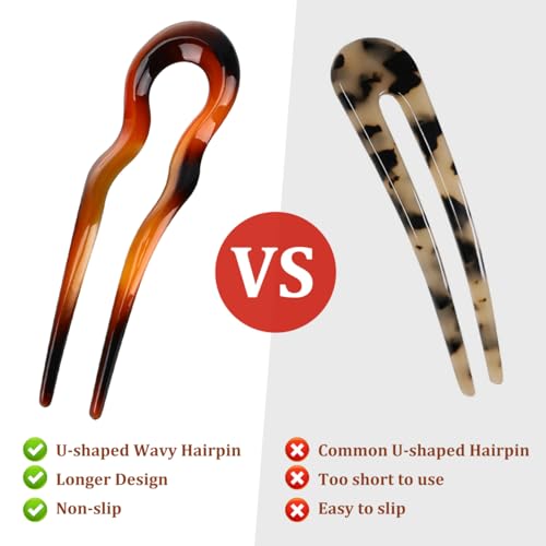 French Hair Pin 3 Pcs U Shaped Hair Forks for Buns Pc Accessories for Women Pins for Daily Wear and Special Occasions Decorative Stick Set