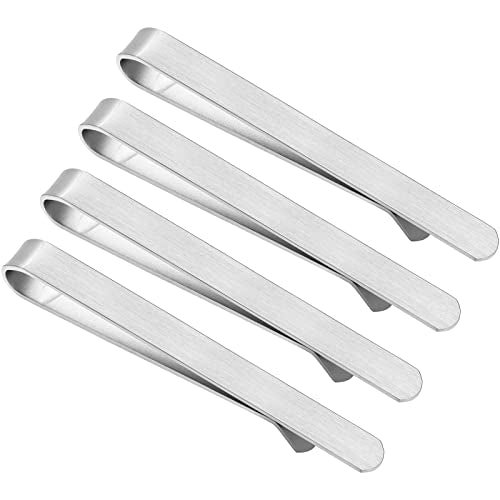 2.2/2.5 Inch Tie Clips for Men in Gift Box, Tie Bar Clip Set for Mens Regular Tie or Traditional Tie, Birthday Anniversary Christmas Gift - size: 2.5 Inch, style: 4PCS-Silver Brushed
