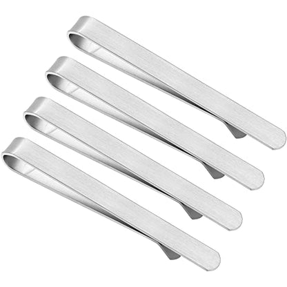2.2/2.5 Inch Tie Clips for Men in Gift Box, Tie Bar Clip Set for Mens Regular Tie or Traditional Tie, Birthday Anniversary Christmas Gift - size: 2.5 Inch, style: 4PCS-Silver Brushed